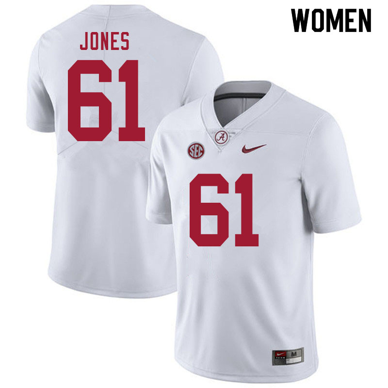 Alabama Crimson Tide Women's Nathan Jones #61 White NCAA Nike Authentic Stitched 2020 College Football Jersey IY16T20HH